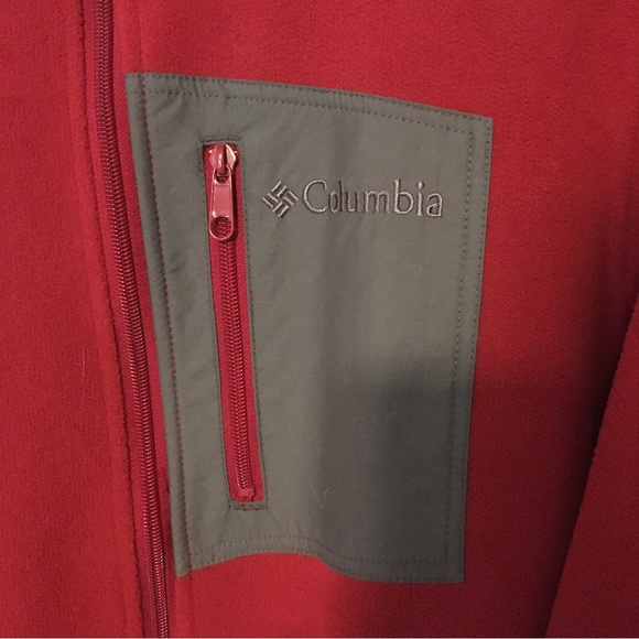 Columbia Omni heat fleece jacket, red, mens small - Picture 2 of 5
